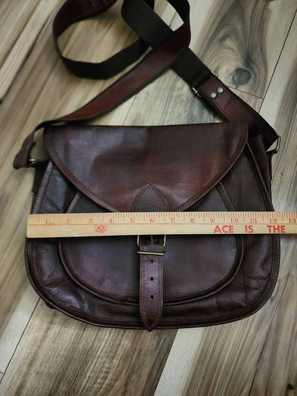 Vintage Brown Leather Messanger Crossbody Satchel